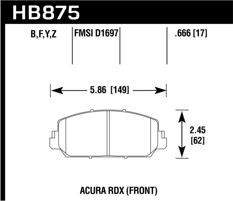 Acura RLX Brake Pad Sets - Front - Hawk Performance - Performance Ceramic - `14-`17 Acura RLX Brake Pad Sets - Front - Hawk Performance - Performance Ceramic - `14-`17